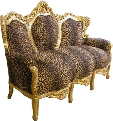 Produktbild von Casa Padrino Barock Sofa Garnitur "King" Leopard/Gold Couch Wohnzimmer Möbel