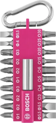 Image de jeu de 21 embouts de vissage avec snap-hook, rose