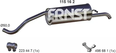 Produktbild von ERNST 115162 Endschalldämpfer für SEAT Ibiza IV Schrägheck (6J5, 6P1) Auspuff