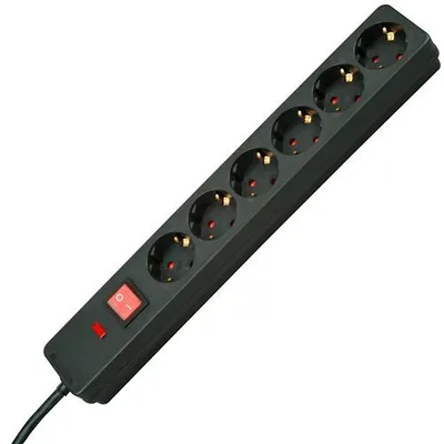 Image de Kopp Kopp 224205012 Prise de protection contre les surtensions 6x noire avec contact de protection 1 pc.