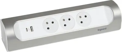 Immagine prodotto di Ciabatta USB per cablare compatta, 3 prese in alluminio