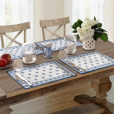 Produktbild von Tischunterlagen - Schutzunterlagen für Tische - Abriebfeste Tischdecken - Set aus 4 - 33x48 cm - Blau