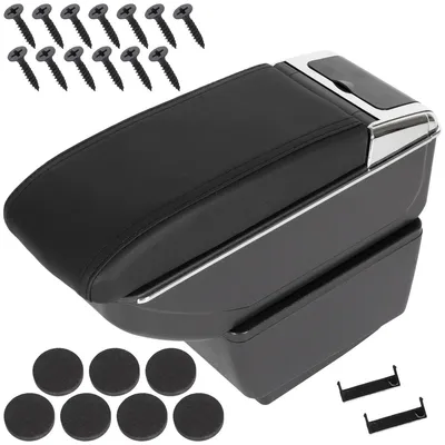 Für Skoda Fabia III 2014-2022 Mittelarmlehne Armlehne Leder Schwarz KOMPLETT SET in der Farbe Schwarz von GOLDCAR