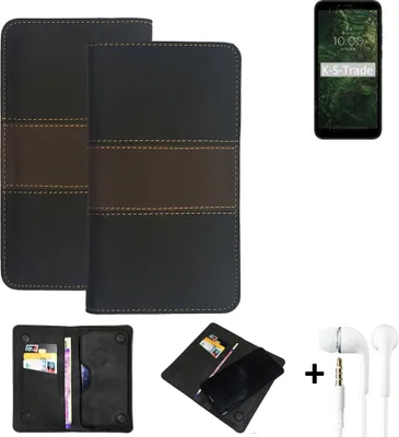 Produktbild von K-S-Trade Handyhülle + Kopfhörer kompatibel mit BQ Mobile BQ-5745L Clever Schutzhülle Walletcase Bookstyle Tasche Schutz Case Hülle Wallet Cover