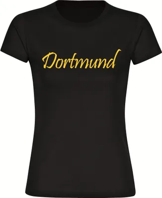 Produktbild von multifanshop Damen T-Shirt - Dortmund - Schriftzug, schwarz, Größe L