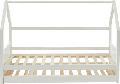 Produktbild von Ausziehbett Hausbett - Kiefernholz - 2 x 90 x 190 cm - Weiß - HURRA