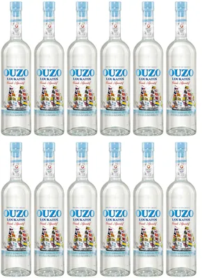 Produktbild von Ouzo Loukatos 12x 0,7l 38% Vol. | Milder Ouzo aus Patras | + 20ml Jassas Olivenöl