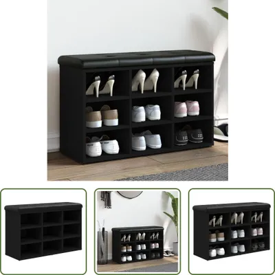 Obrázok produktu pre The Living Store Lavica na topánky čierna 82x32x50 cm Materiál na báze dreva
