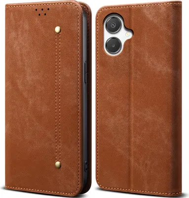 Image de Etui pour Samsung Galaxy A07, étui portefeuille en cuir avec fermeture magnétique et support Marron