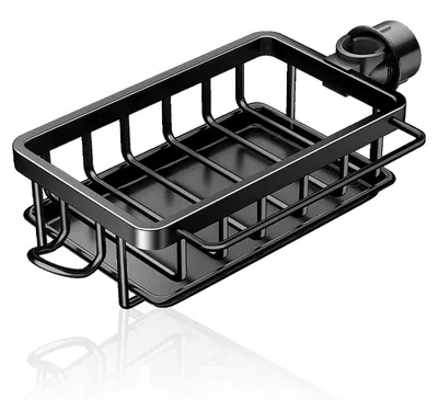 Küchenkran-Organizer aus Aluminium, hängend, mit Abtropfschale, Schwarz