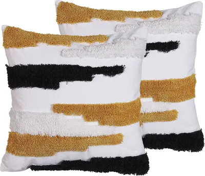 Zdjęcie produktu dla BELIANI Zestaw 2 poduszek wielokolorowy 45 x 45 cm wzór abstrakcyjny z wypełnieniem ozdoba akcesoria