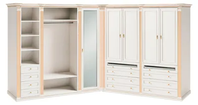 Productafbeelding van Robuuste witte hoekkast voor de slaapkamer, L-vormige kasten, designmeubels