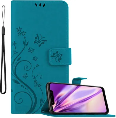 Produktbild von Cadorabo Hülle für Xiaomi Pocophone F1 Schutz Hülle in Blau Schutzhülle Handy Hülle Etui Case Blumen Flower