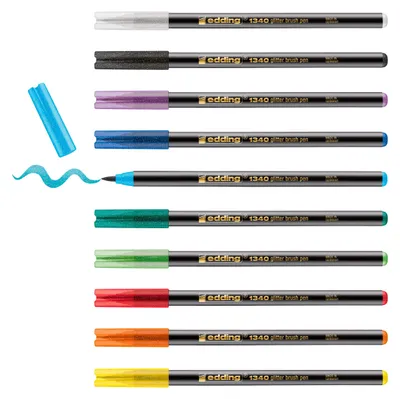 Produktbild von edding 1340 Glitzer Pinselstifte Set 10 Stück 1.0 bis 6.0 mm Strichstärke