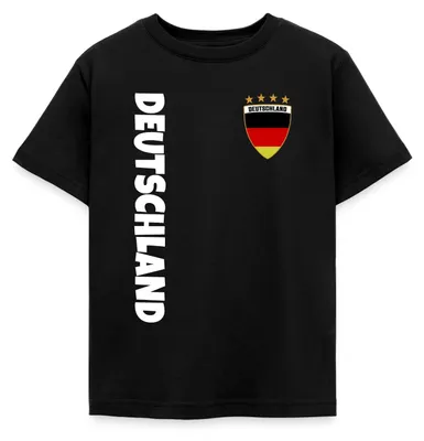 Produktbild von Spreadshirt Deutschland Fan Shirt Kinder T-Shirt, 98/104 (3-4 Jahre), Schwarz