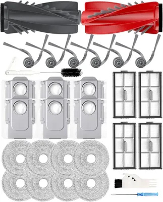 Produktbild von 29 Stk.SAROS 10R Ersatzteilset für Roborock Saros 20/ Qrevo CurvX/Curv 2 Pro/Curv 2 Prox Saugroboter: 2 Walzenbürsten, 6 Seitenbürsten, 4 Feinstaubfiltern, 8 Mikrofaser-Mopptüchern + 6 Staubbeuteln