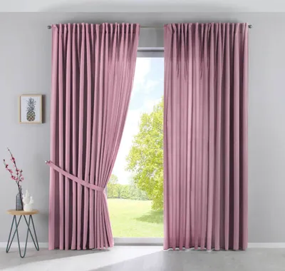 Produktbild von 2er Set Vorhänge Verdeckte Schlaufen Cationic »JENA« HxB 250x300 cm Altrosa Blickdicht Leinen Optik Gardinen Meliert Gardinenband mit Raffhalter , 2019037-2