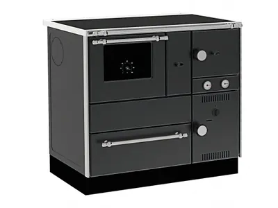 Obrázek produktu pro ALFA PLAM, sporák ALFA TERM 27*NR*ECO*A-L na TP s výměníkem, levý, antracit, ø 150 mm, 27 kW