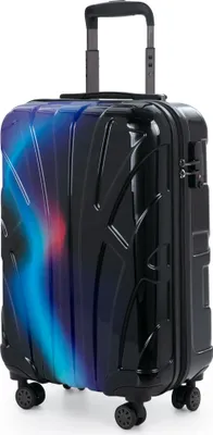 Immagine prodotto di Suitline - Valigia a mano rigida trolley lucido 55 cm, trolley aereo 55x35x20 cm, valigia d'imbarco lucida design gradiente 4 ruote, TSA, blu neon