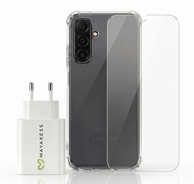 Zdjęcie produktu dla Avizar, zestaw akcesoriów: etui z szybą i ładowarka do Samsung Galaxy A17, przezroczyste