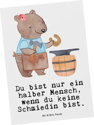 Produktbild von Mr. & Mrs. Panda Grußkarte Schmiedin Herz - Weiß - Geschenk, Ansichtskarten, bildkarte, Postkarten, Postkarte, Ansichtskarte