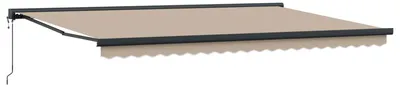 Image de Store Extérieur Rétractable, Protection Solaire UV & Eau, Polyester et Métal, 500 x 300 cm, Beige, pour Jardin & Terrasse