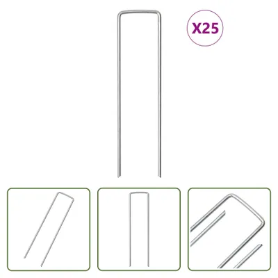 Immagine prodotto di The Living Store Ancoraggio a pavimento a U 25 pezzi 15x3,5 cm Acciaio zincato