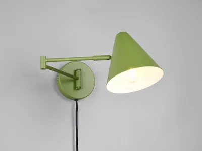 Produktbild von Retro LED Innen Wandleuchte Grün mit Stecker, Schalter, Schwenkarm und Kabel