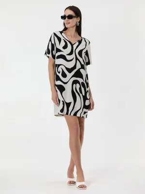 Produktbild von Orsay Schwarzes, gemustertes, knielanges Damenkleid 34