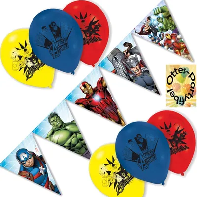Produktbild von Avengers-Party-Set Deko - Wimpelkette Luftballons