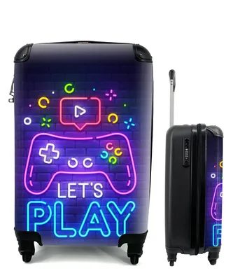 Obrázok produktu pre Kufrík Ručná batožina na kolieskach Malý cestovný kufor so 4 kolieskami Hry - Neon - Let's Play - Ovládač - Citáty - Veľkosť kabíny < 55x40x23 cm &