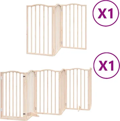 Immagine prodotto di vidaXL Cancelletto per cani 9 pezzi con porta pieghevole 450 cm in legno di pioppo