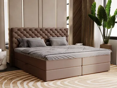 Produktbild von GrainGold Boxspringbett Bergamo 180x200 - Bett mit Matratze und Topper - Boxspringbett mit Bettkasten, Doppelbett mit Matratze - Boxspringbett braun (Royal 06)