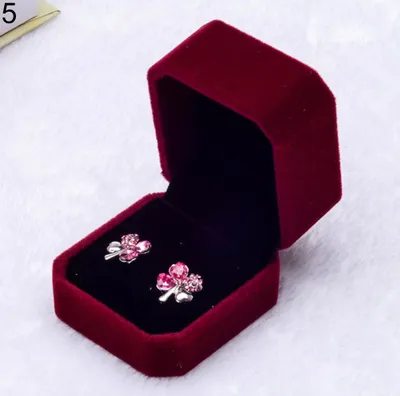 Produktbild von Samt-Verlobungs-/Hochzeits-Ohrring-Anhänger-Schmuck-Display-Box-Geschenketui-Rot