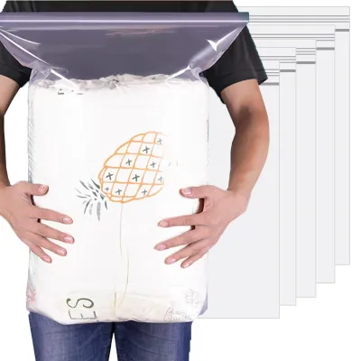 Productafbeelding van Herbruikbare afsluitbare zakken - Waterdicht en afsluitbaar - Geschikt voor het n van kleding en textiel - 60 x 70 cm en 60 x 50 cm - 10 stuks