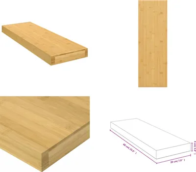 Obrázek produktu pro vidaXL Nástěnná police 60x20x4 cm bambus - Nástěnná police - Úložná police - Plovoucí police