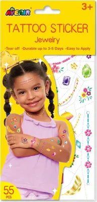 Produktbild von Temporäre Schmuck Tattoos für Kinder, 23,3 x 11,7 cm Blatt, halten 3-5 Tage