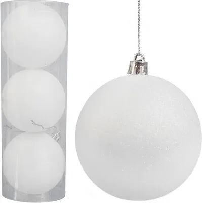 Produktbild von Set mit 3 schillernden Schneeflocken-Kugeln, 8 cm
