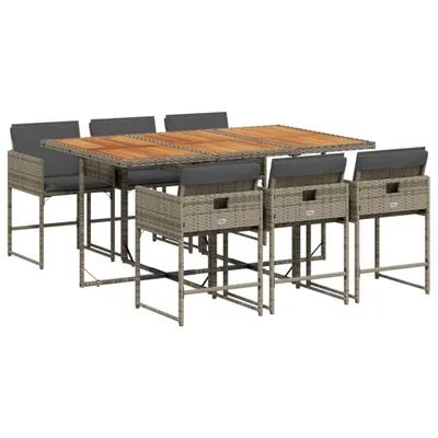 Obrázok produktu pre vidaXL 7-dielna záhradná jedálenská súprava s vankúšmi Grey Poly Rattan