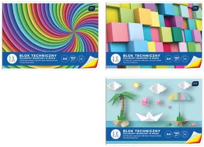 Zdjęcie produktu dla Szkolny blok techniczny A4 10 arkuszy kolorowego papieru