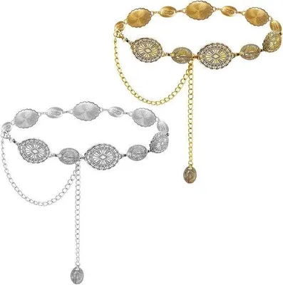 Produktbild von Verstellbare Kettengürtel Set 2teilig Silber Gold S-XXL