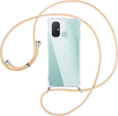 Produktbild von Handykette Backcover-Schutzhülle mit Band (Metall silberfarben) für Xiaomi Redmi 12C (6.71'') - Goldkordel