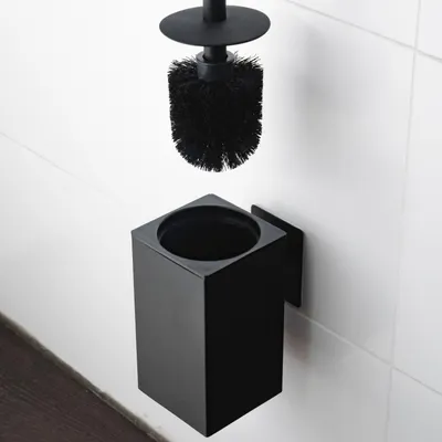 Produktbild von ELMOWO - Edelstahl Klobürste ohne Bohren in schwarz - Toilettenbürsten zur Wandmontage - Toilettenbürste für Bad Klobürstenhalter WC-Garnitur / Bürste