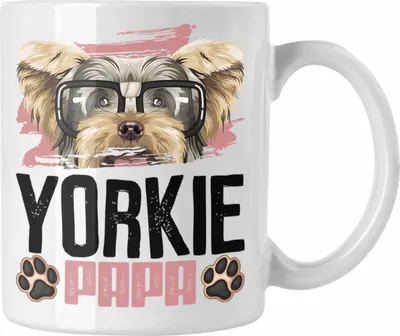 Produktbild von Trendation - Yorkie Papa Besitzer Tasse Geschenk Lustiger Spruch Geschenkidee Yorkie Liebhaber (Weiß)