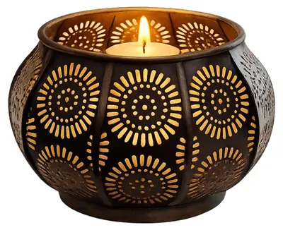 Immagine prodotto di Marrakech: portacandeline rotondo in metallo in stile scandinavo, 12 cm, nero e oro | Lanterna Sabah come decorazione da tavolo per il soggiorno in primavera | Portacandeline moderni per candeline da tè come decorazione