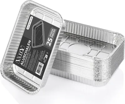 Produktbild von Vaily Alu Tropfschalen Grillschalen Klein 25er Pack - Fettauffangschale 22x15 cm