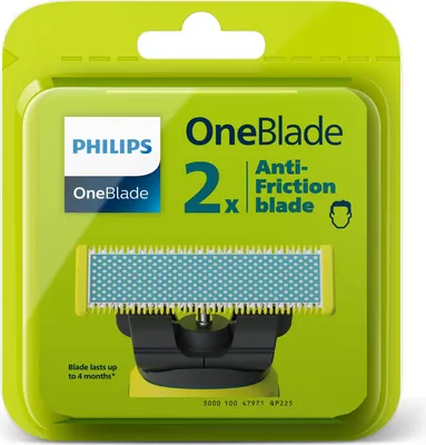 Zdjęcie produktu dla Philips Norelco OneBlade OneBlade Anti-Friction QP225/50 2 x Wymienne ostrze przeciw podrażnieniom, Żyletka, Niebieski, Zielony, Philips, OneBlade (QP25xx) OneBlade (QP26xx) OneBlade Pro (QP65xx) OneBlade Pro (QP66xx)