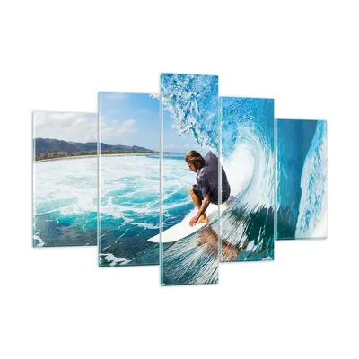Produktbild von Bilder auf glas - Surfen Surfer Ozean Welle - 150x100cm - Glasbilder - Wandbilder - Kunstdruck - zum Aufhängen bereit - Wanddekoration aus Glas - Glas Bilder - Wandbild auf Glas - GEA150x100-2785