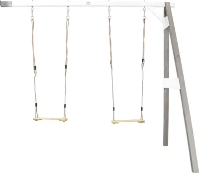Produktbild von AXI Schaukel in Grau / Weiß aus Holz | Doppelschaukel für 2 Kinder / Kinderschaukel | Anbauschaukel für den Garten