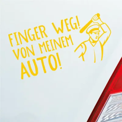 Produktbild von Auto Aufkleber Finger weg! von meinem Auto! Fans Car 19,5x10 cm Gelb Sticker Heckscheibenaufkleber